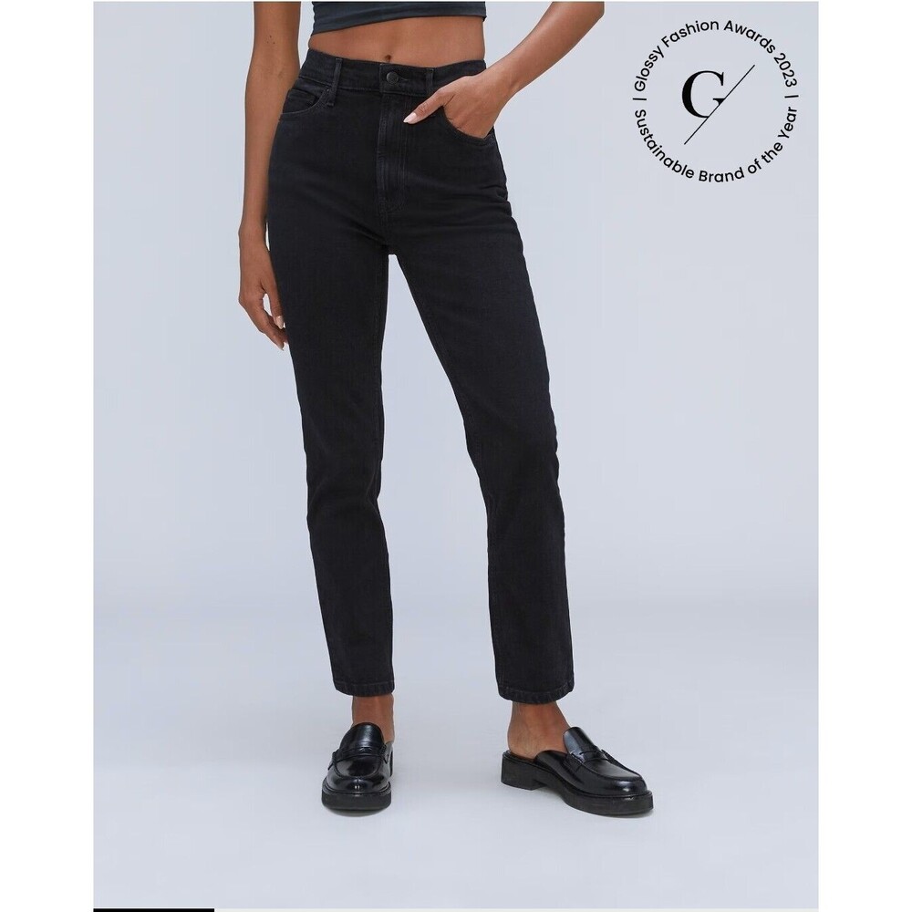 Everlane The Original High Rise Jeans low stretch black Straight Leg Size 26R